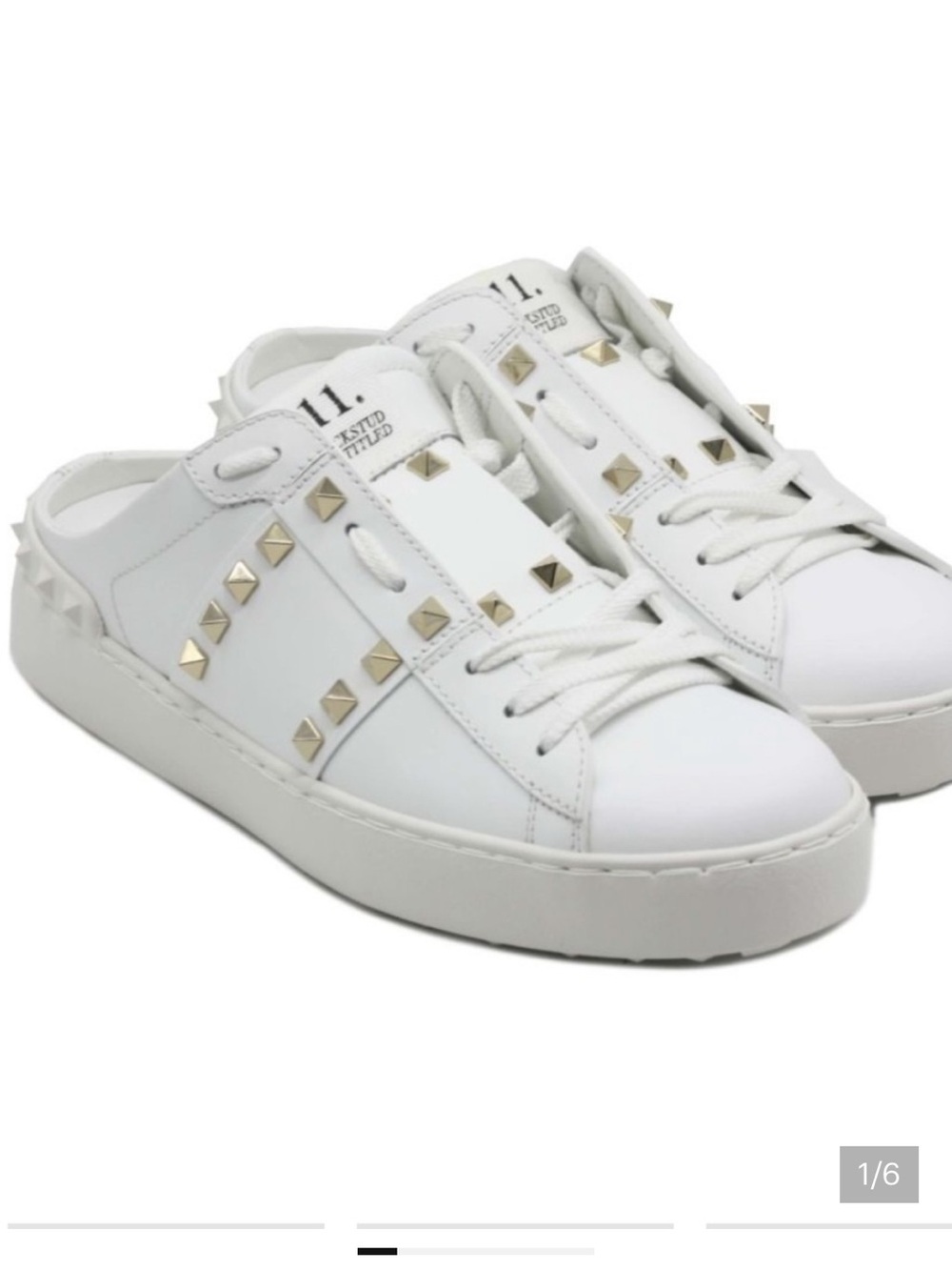 Valentino Garavani White Studded Leather Mule Sneakers